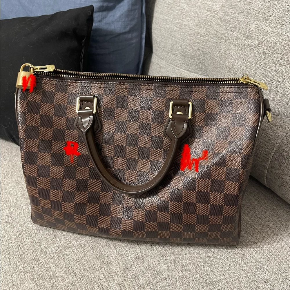 Brown checkered speedy inspired Handbag